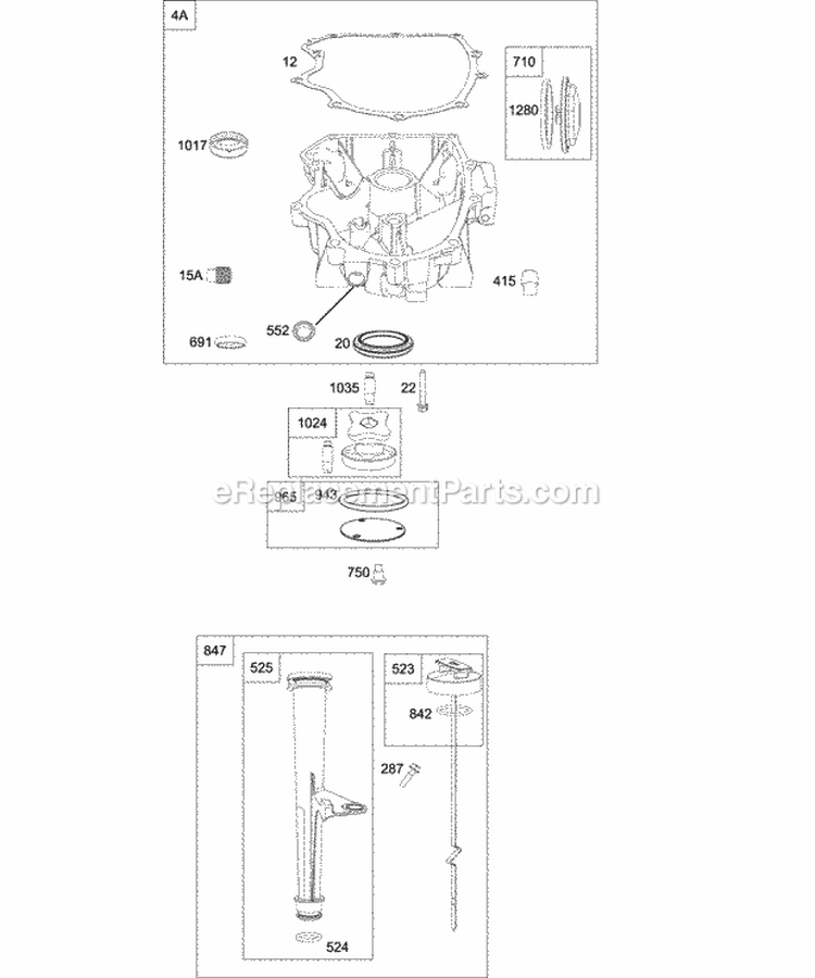 Engine Sump Lubrication Diagram and Parts List for 4035A7-0409-E1  Briggs and Stratton Engine